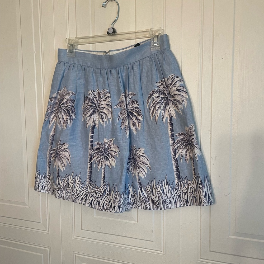 J. Crew Blue Pleated Skater Mini Skirt